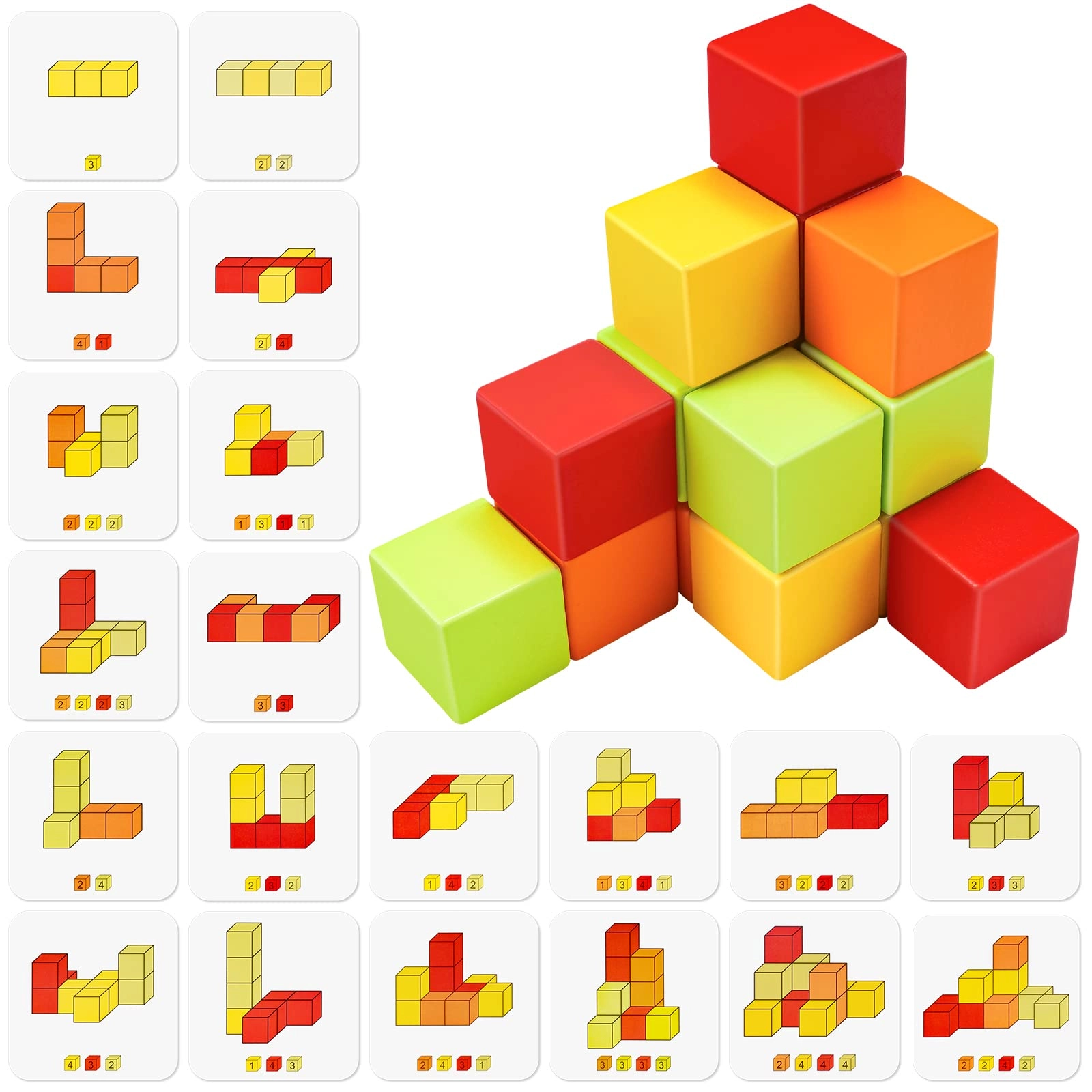 NiToy 3D Space Wooden Building Block Cubes - 3 years and up 16 pieces