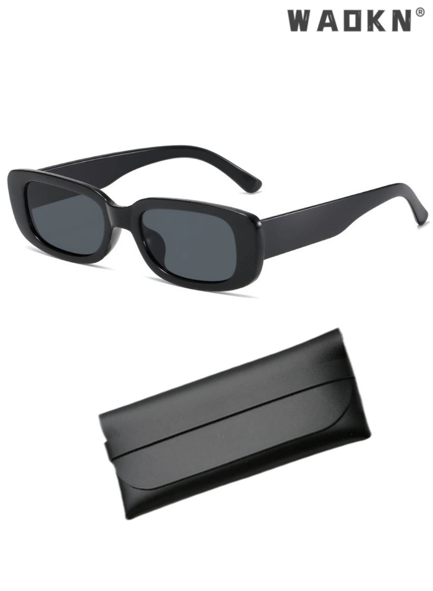 Semi Frame Square Sunglasses - 55 mm Black Gray