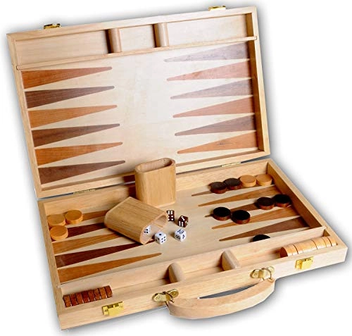 Inlaid Wooden Game Backgammon Set - Brown