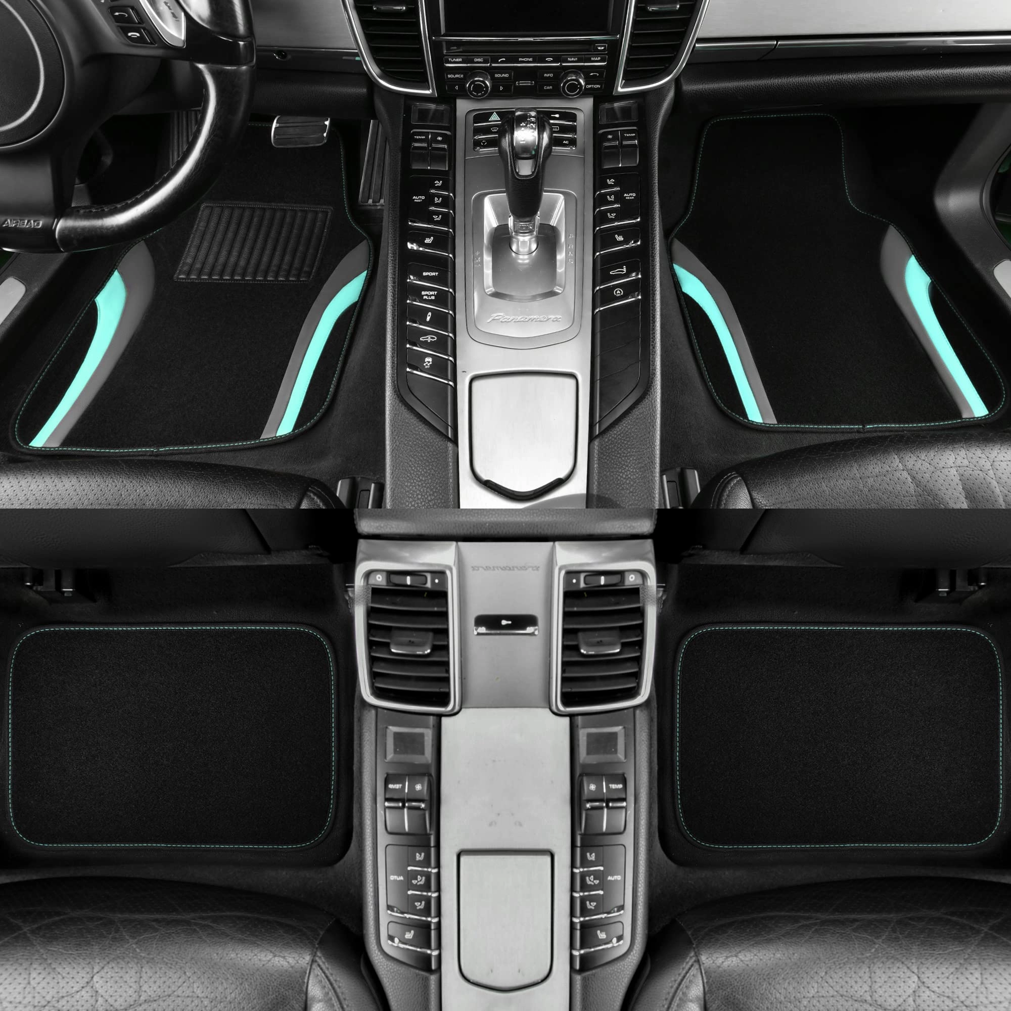 Universal Fit Car Floor Mats - Set of 4pcs Black and Burgundy