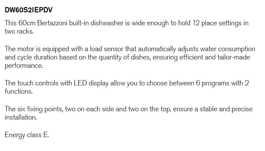DW60S2IEPDV Integrated