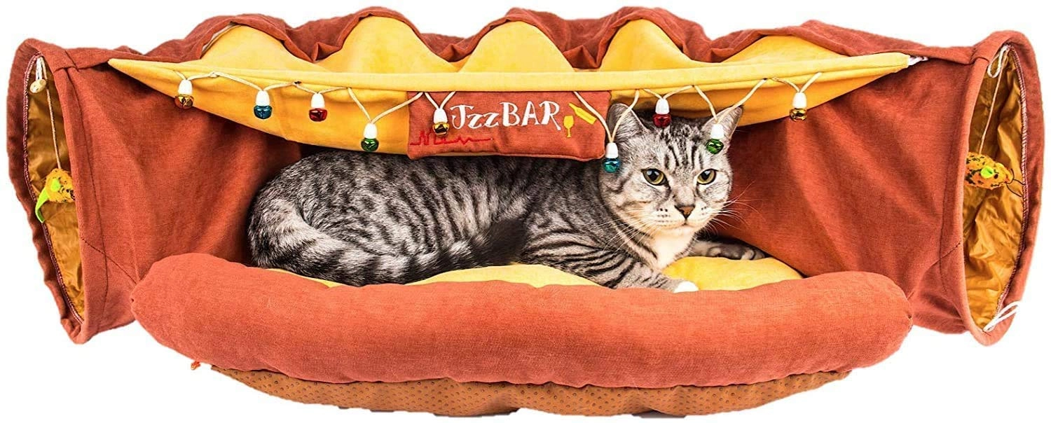 EZ4ALLPPL Cat Tunnel Toy Bed - 126cm 55cm pp cotton