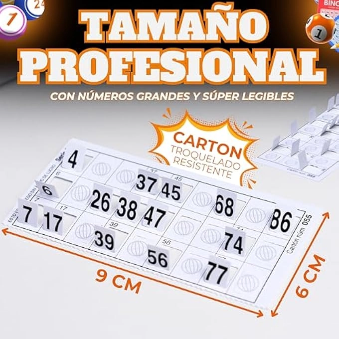 REUSABLE BALLS DIE CUT BINGO CARDS - 90