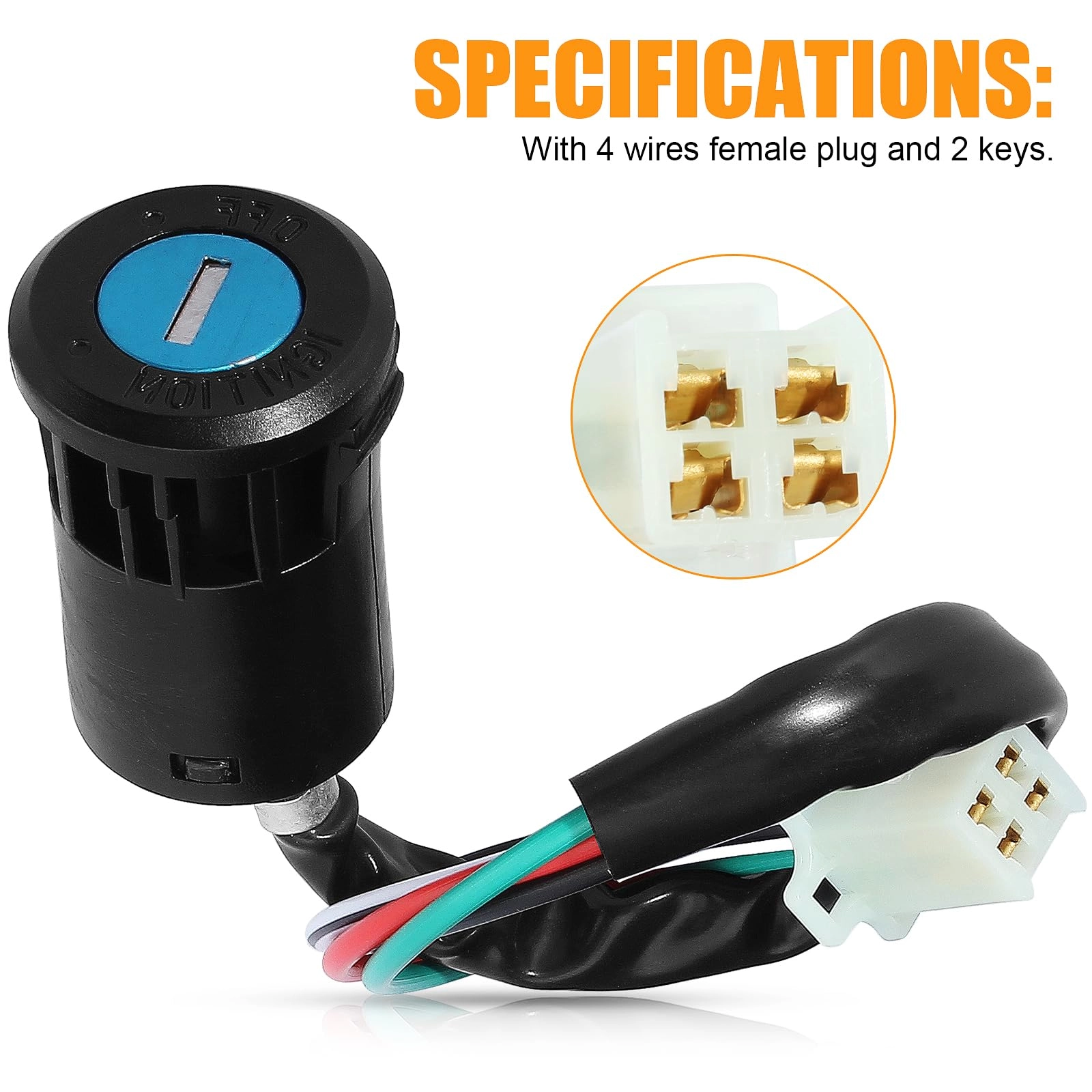 Ignition Key Switch - 4 Pin Plug-In Mount