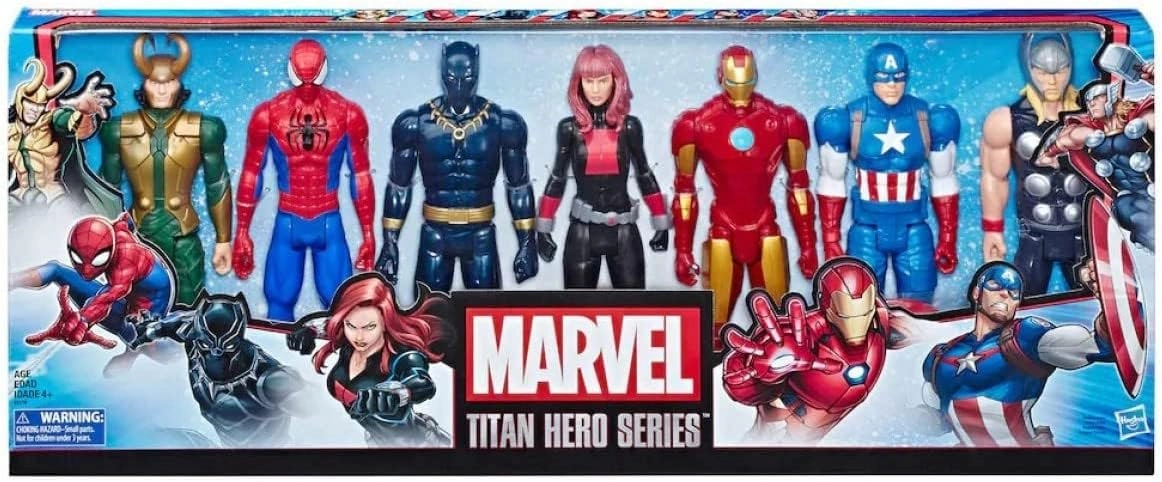 Hasbro Captain America + Black Panther + Loki + Thor + Iron Man + Spider-Man + Black Widow - The Avengers - 7 pcs (E5178EP4)