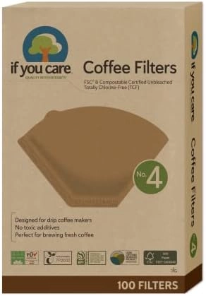 If you care # 4 Cone Shaped Unbleached All Natural Compostable Coffee Filters - 100 Count Chlorine Free