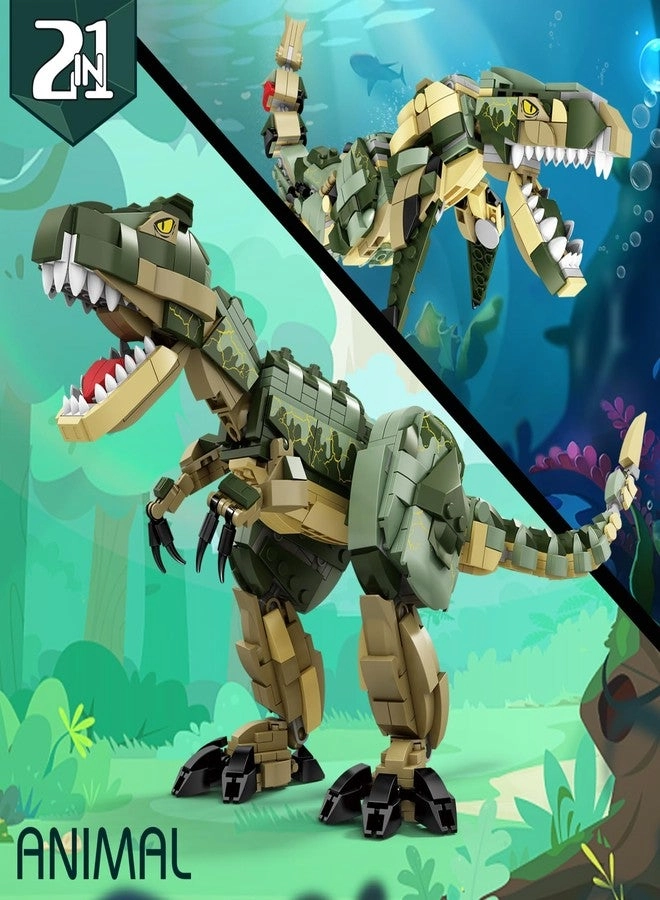 Dinosaur Toy Building Set - 2 in 1 2 Building Options Ages 8+