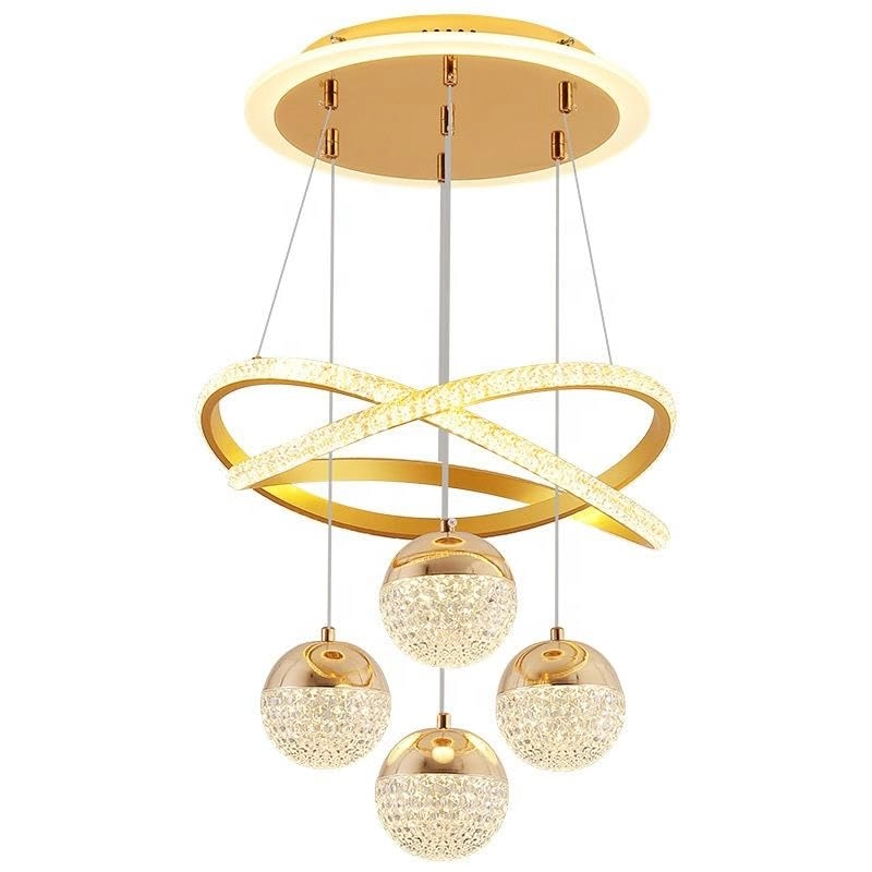 Modern Gold LED Chandelier - 3-Color Dimmable