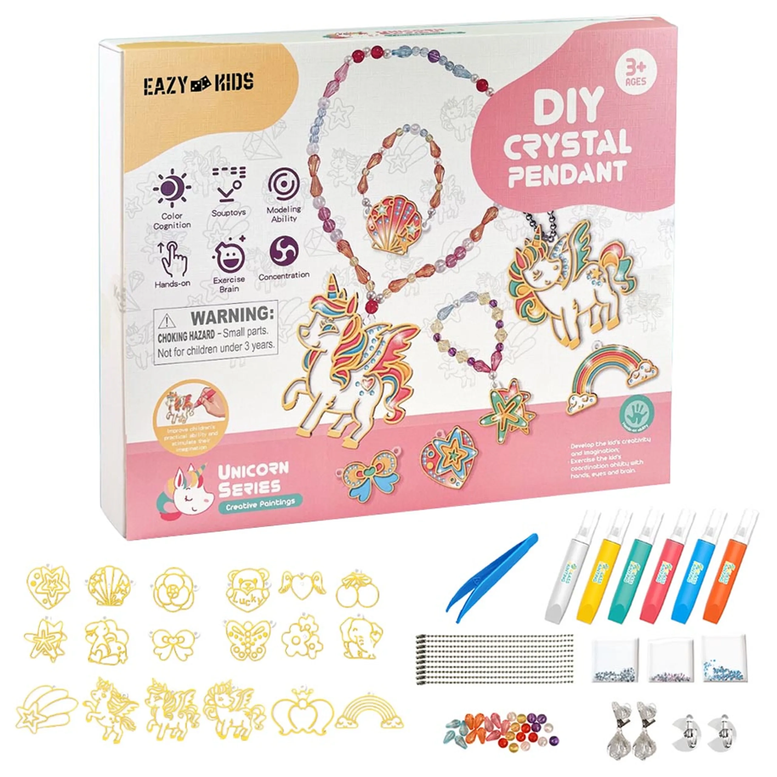Eazy Kids DIY Crystal Pendant Making & Coloring Set - Unicorn Large set