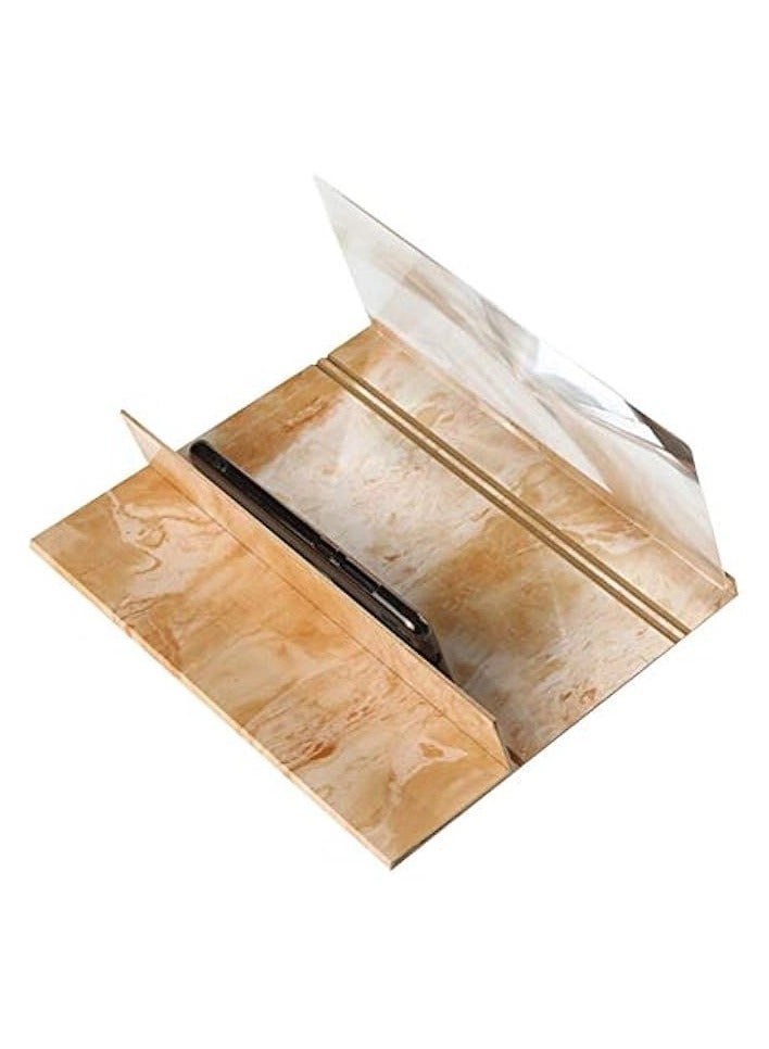 Mobile Phone Screen Magnifier - 3D HD 12 Inches Wooden Desktop Bracket