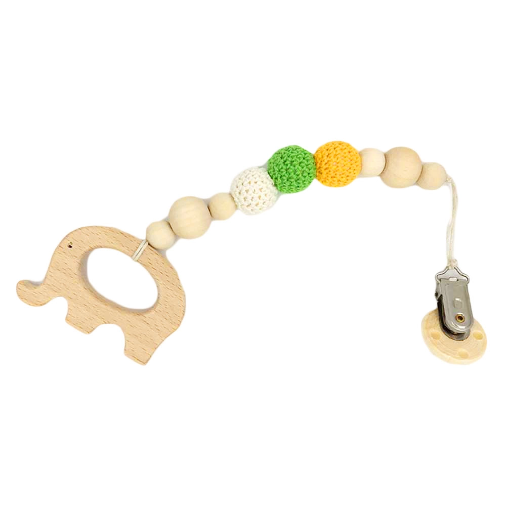 Wooden Teether with Pacifier Clip - beech wood