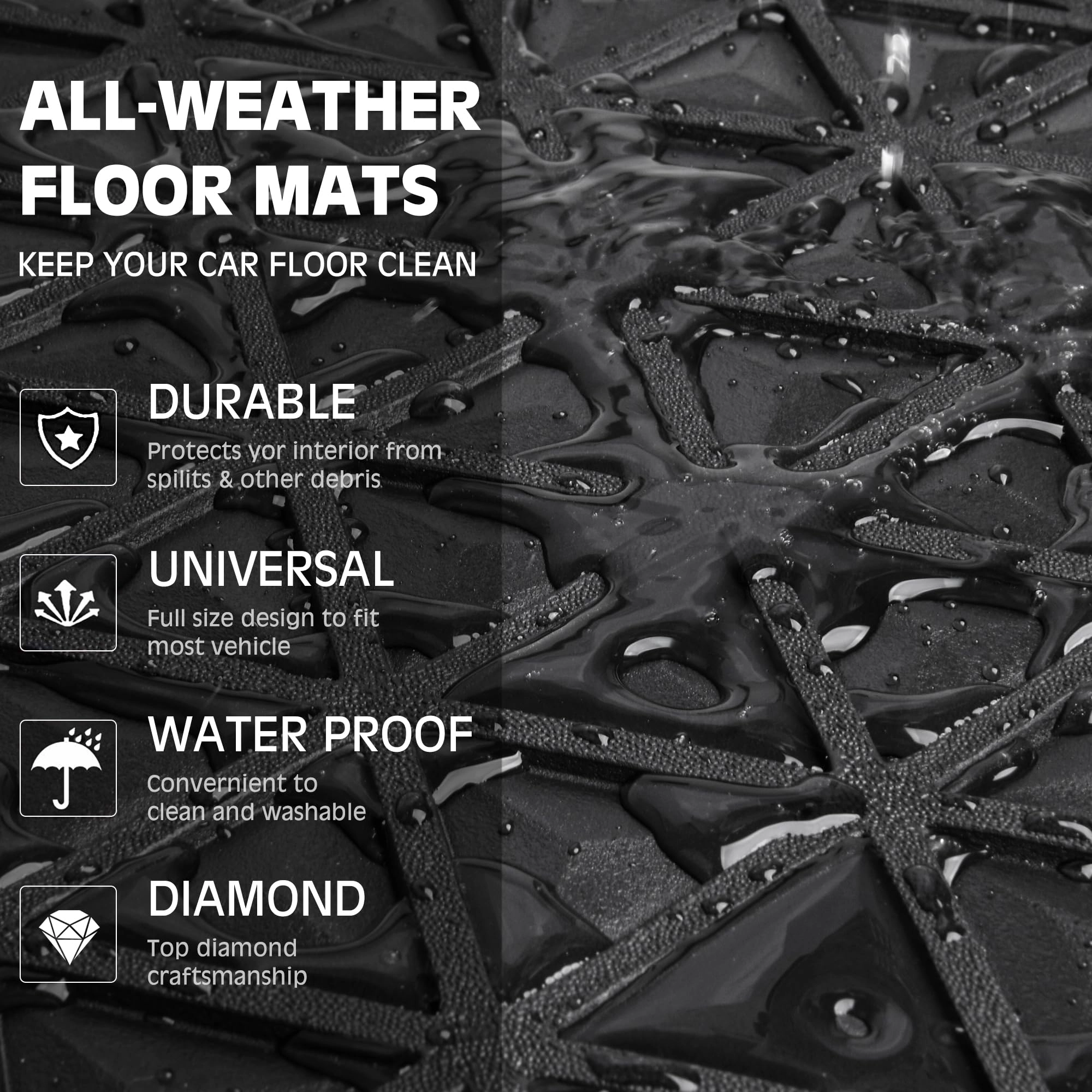 Bling Diamond Car Mats - 4.0 Count Universal Fit