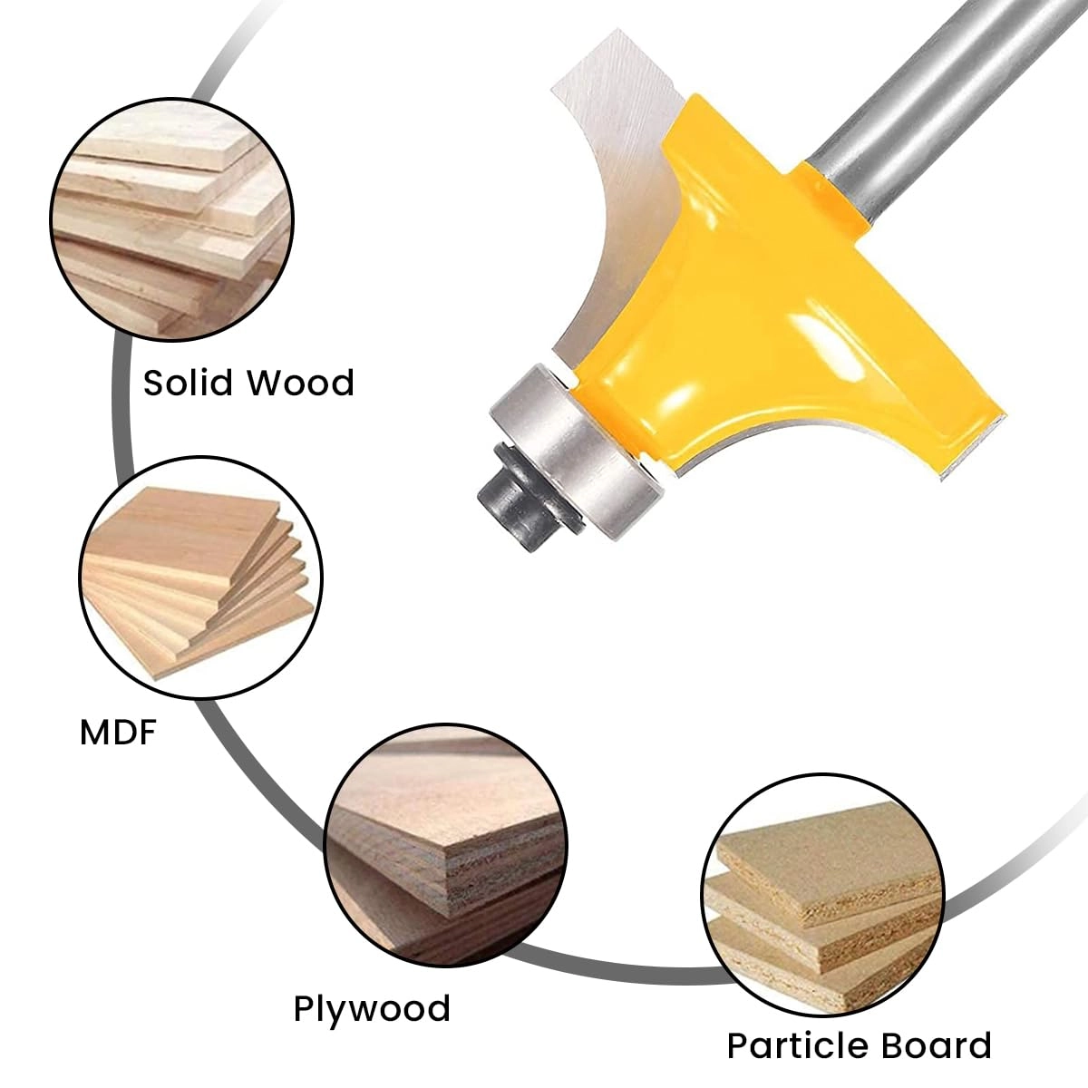 Roundover Router Bit Set - 4Pcs 6mm