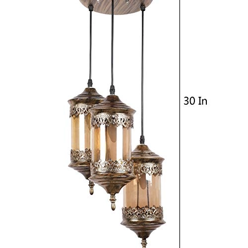 SM-501-3LP - 40Watts Chandelier Lantern Golden Antique