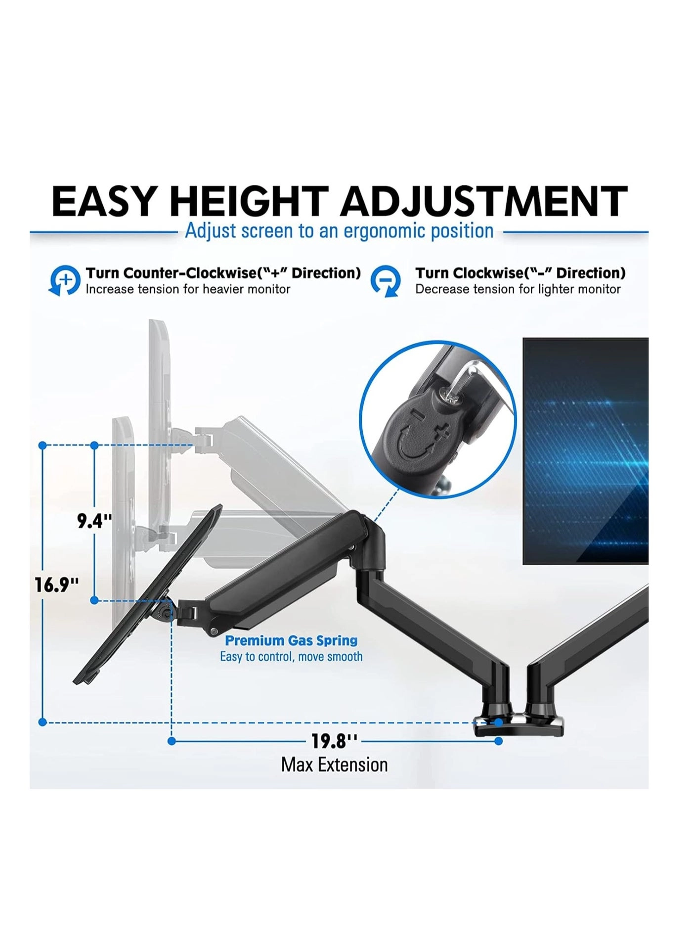Dual Monitor Stand - 32 Inches 75x75/100x100mm