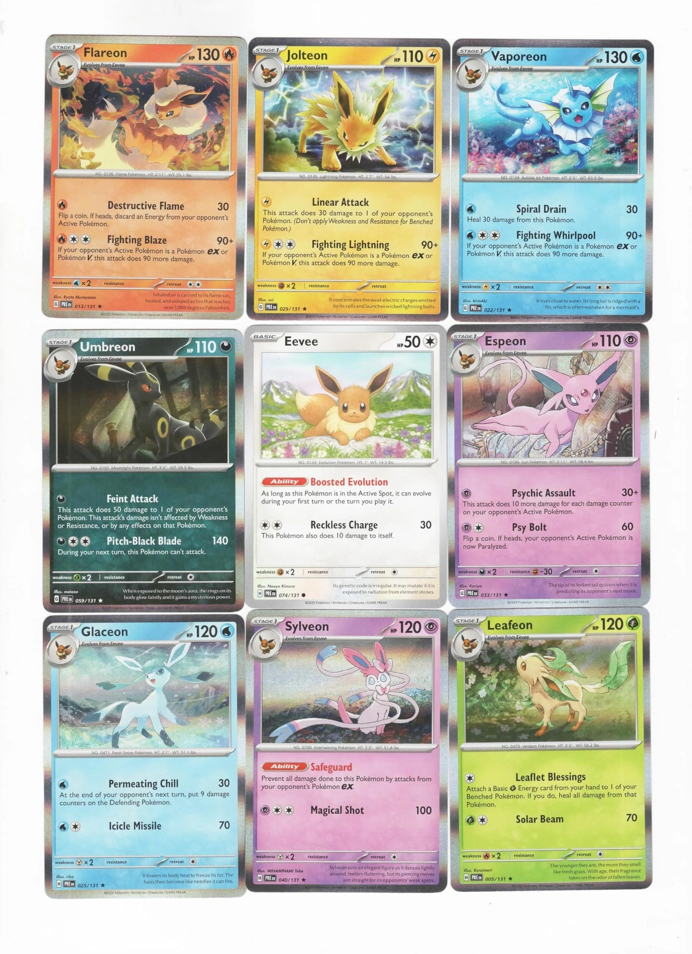 Pokémon Umbreon + Sylveon + Espeon + Eevee + Jolteon + Flareon + Vaporeon - 9pcs