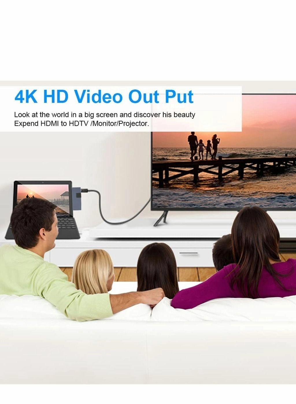 Hub for Surface Pro Docking Station - USB 3.0x2 4K HDMI TF/SD Memory Card Reader