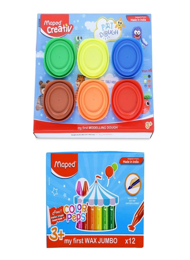 Maped Modelling Dough - 6colors + Wax Crayons - 12Shades