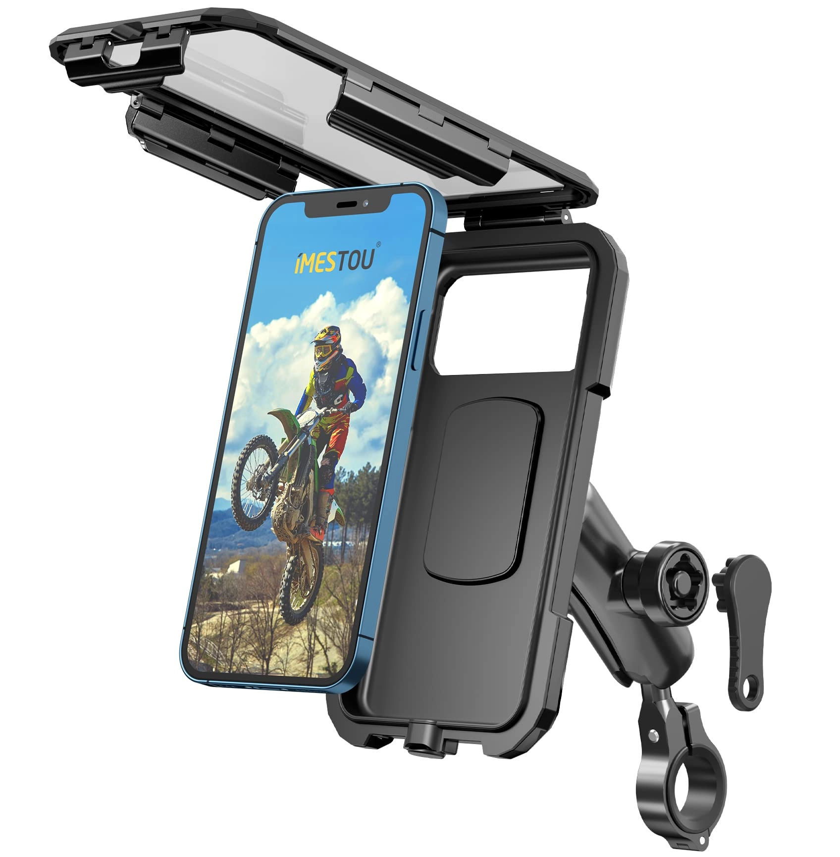 iMESTOU Motorcycle Phone Mount - Anti-Theft Waterproof 3.5"-6.1"