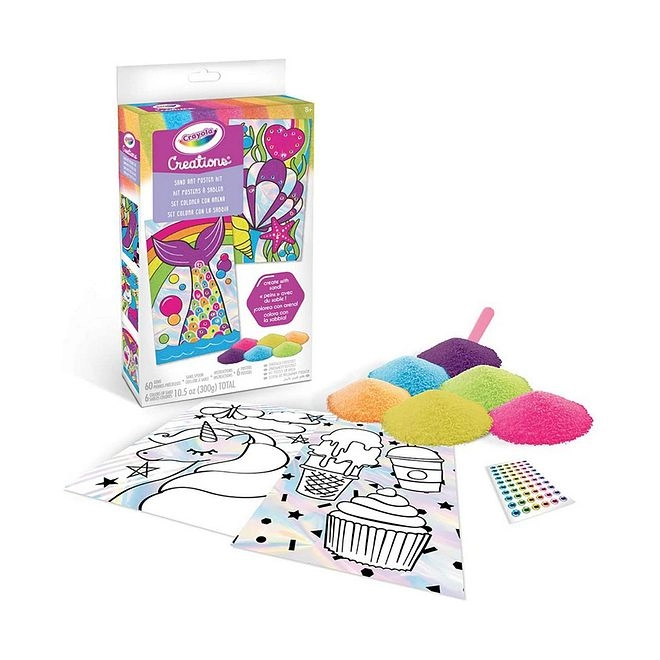 Creations Sand Art Poster Kit - 60 Gems 1 Sand Spoon 6 Colors of Sand 6 Posters