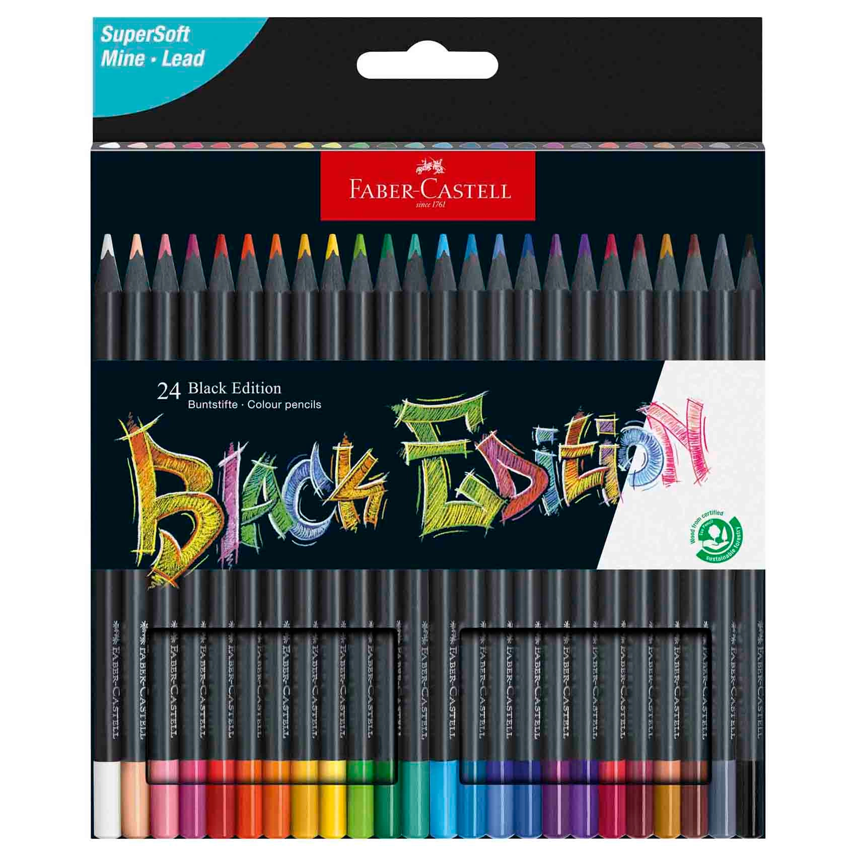 Faber-Castell Black Edition Colour Pencils - 24 Colours