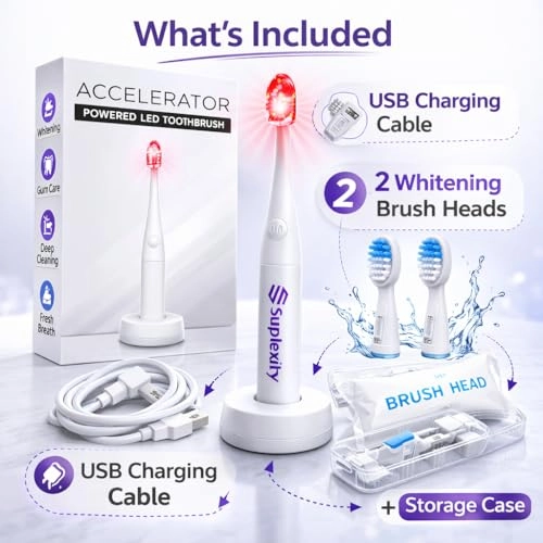 LED Toothbrush - Red Blue LED USB Rechargeable