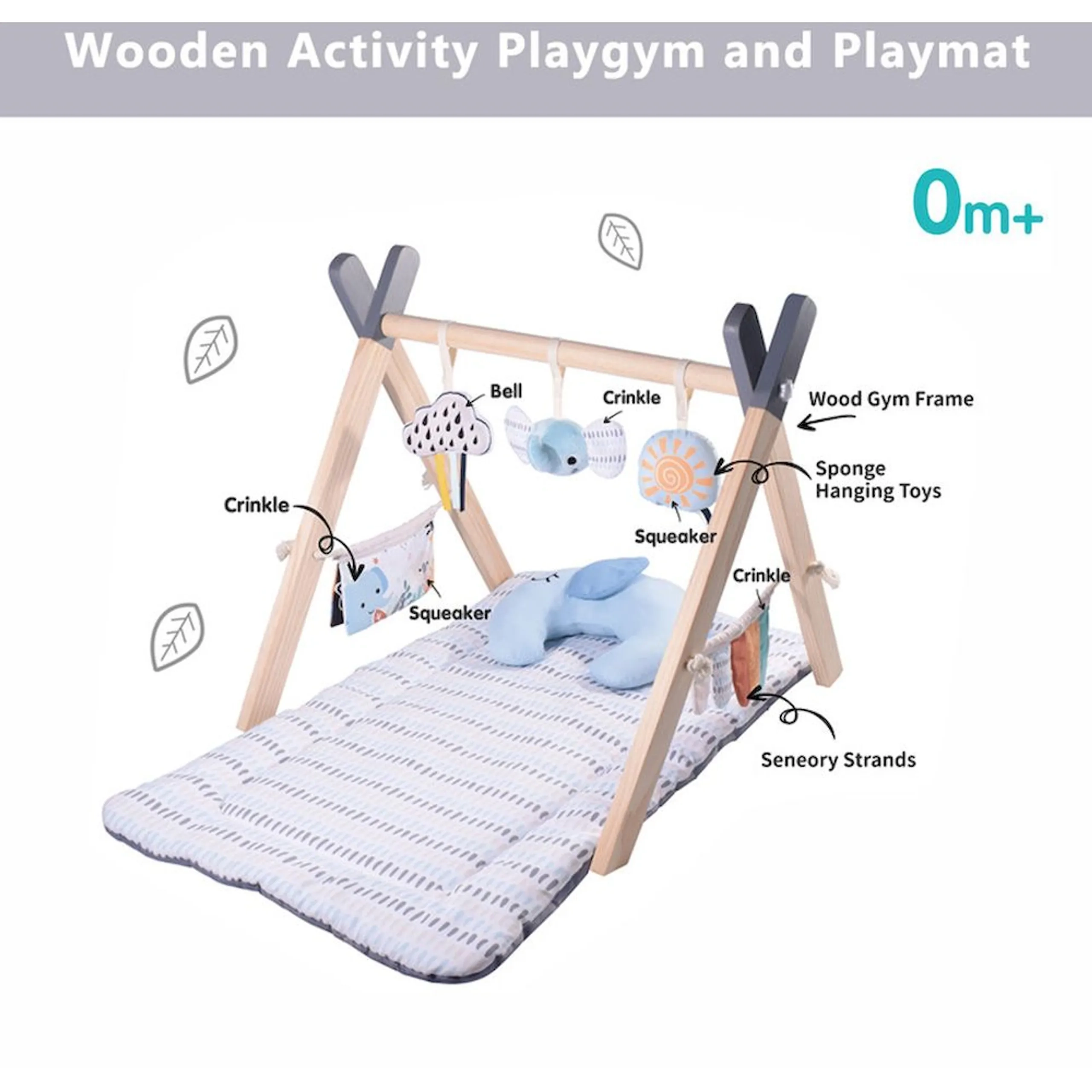 Nyra Wooden Activity Play Gym - Elephant 0 month
