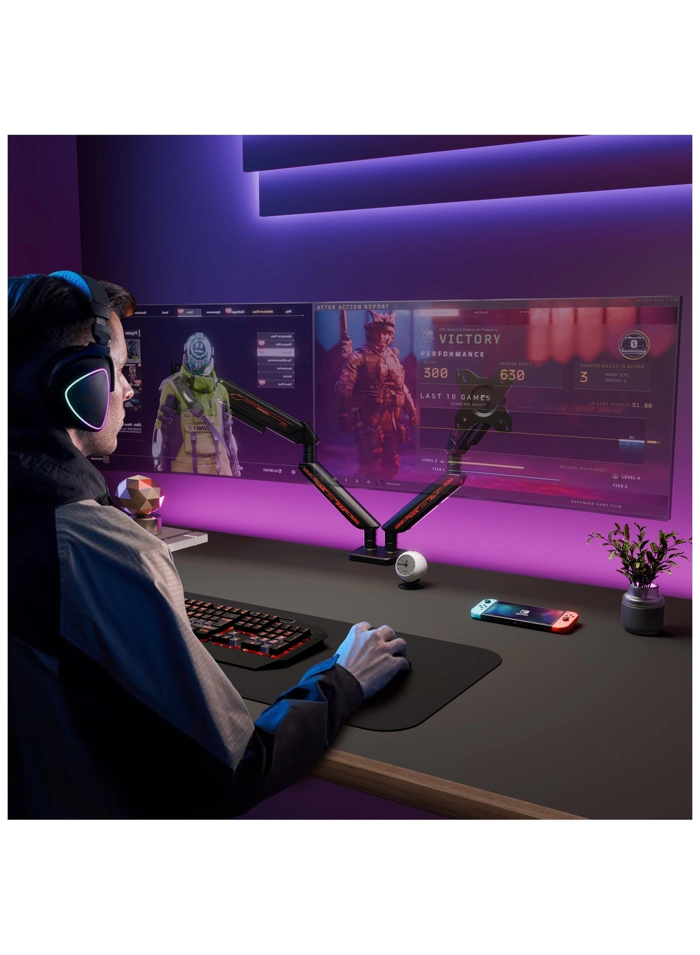 Dual Monitor Arm - Dual 13-32 Inch 75x75/100x100mm