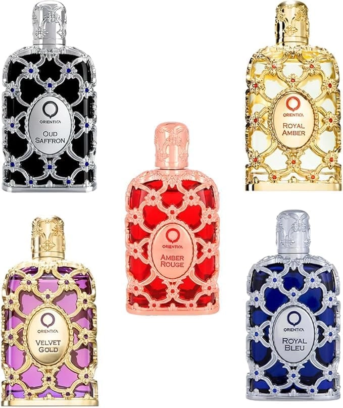 Amber Rouge Eau de Parfum 7.5ml + Royal Amber Eau de Parfum 7.5ml + Oud Saffron Eau de Parfum 7.5ml + Velvet Gold Eau de Parfum 7.5ml + Royal Bleu Eau de Parfum 7.5ml