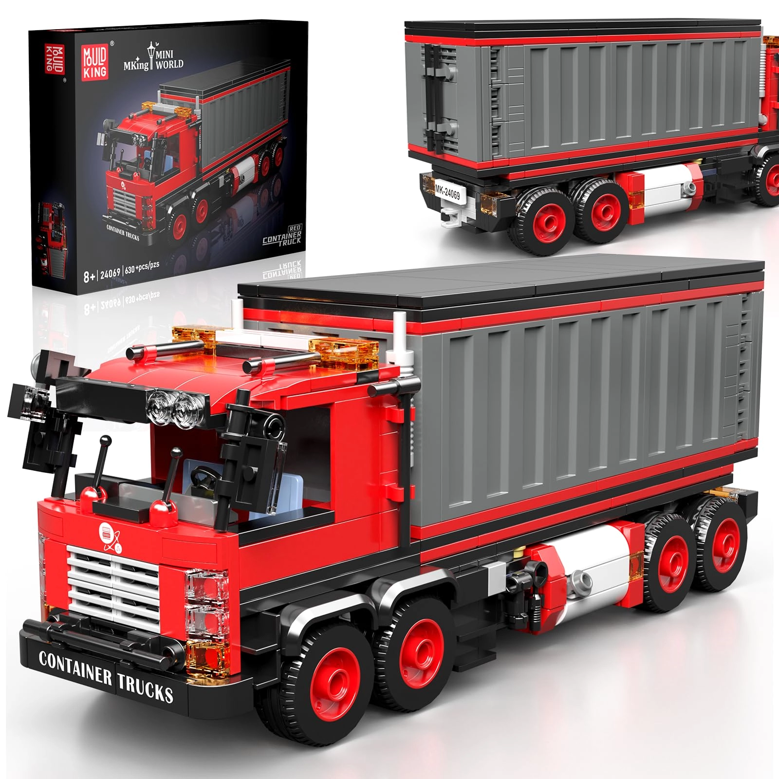 mould king Container Truck - 630 Pieces Red