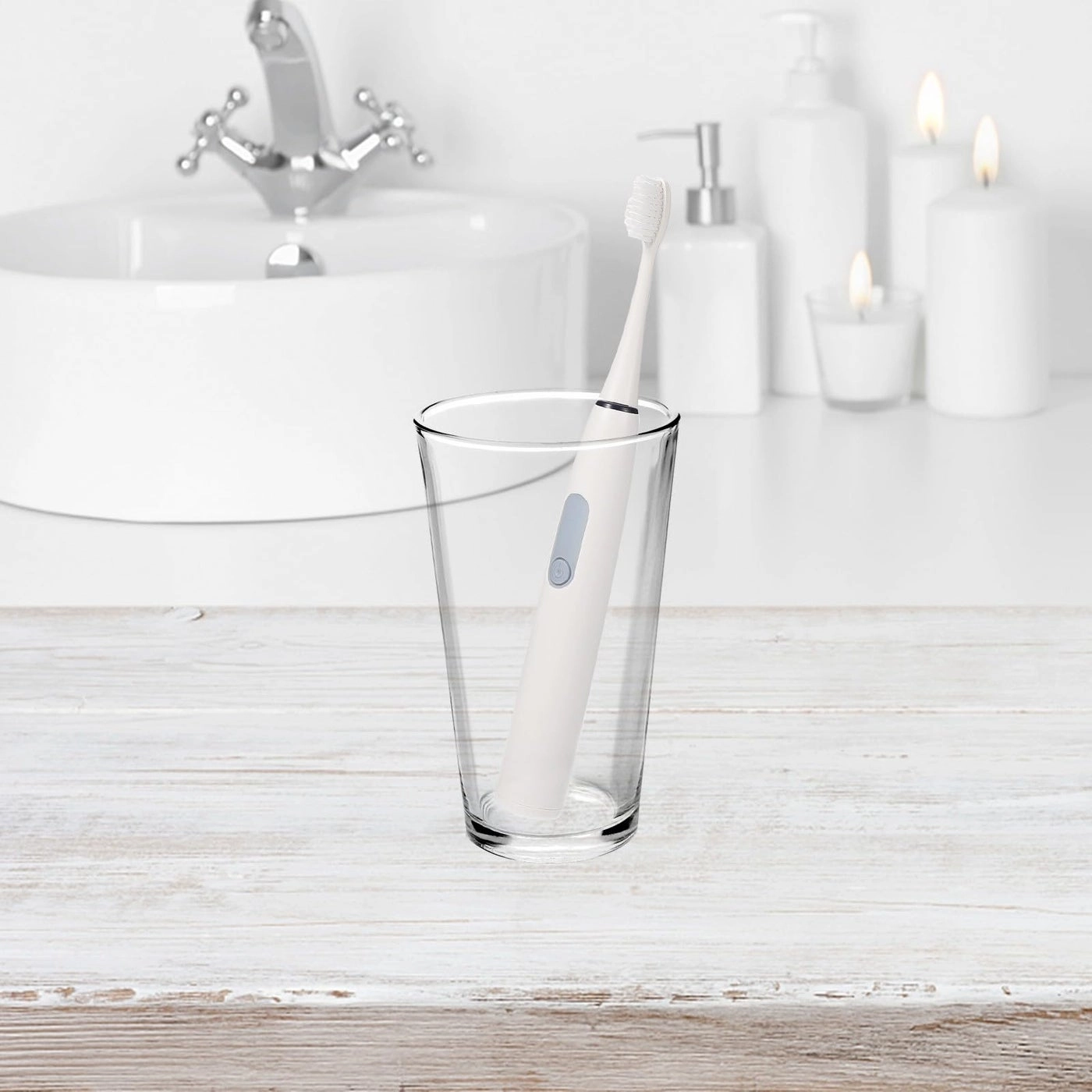 Waterproof electric toothbrush - Adults Soft Bristles Light Gray