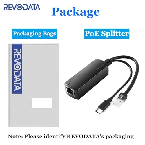 REVODATA Gigabit Type C PoE Splitter - 5V/2.4A 10/100/1000Mbps IEEE 802.3 af 1 RJ45