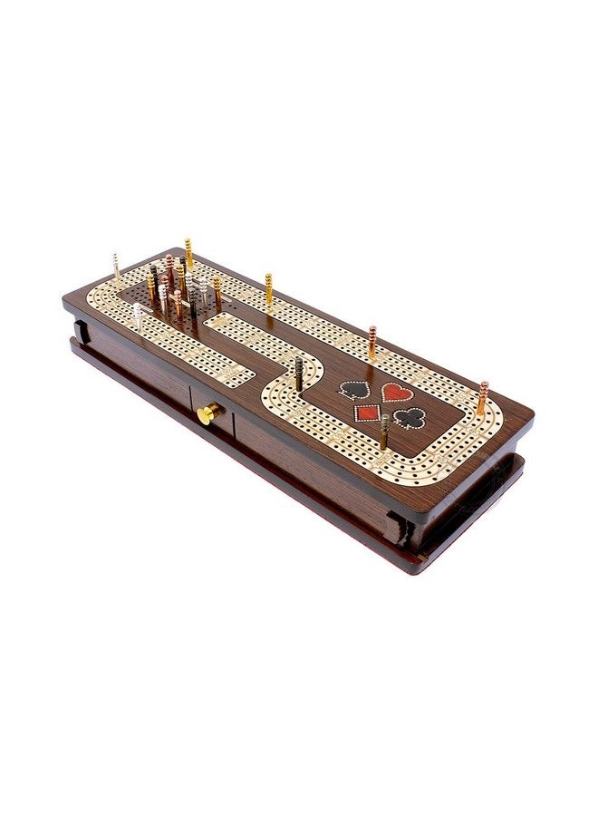 Continuous Cribbage Board - 4 Track Inlaid in Wenge Wood/Maple