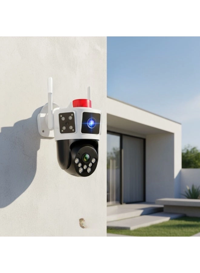 Solar Powered Multi-lens Warning Camera - 12MP 5G Wi-Fi 10X Zoom