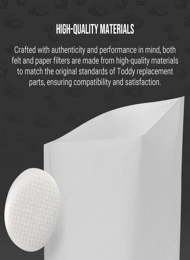 Filter Replacement Set for Toddy Cold Brew System - 10 Reusable Felt Filters 50 Paper Filter Bags