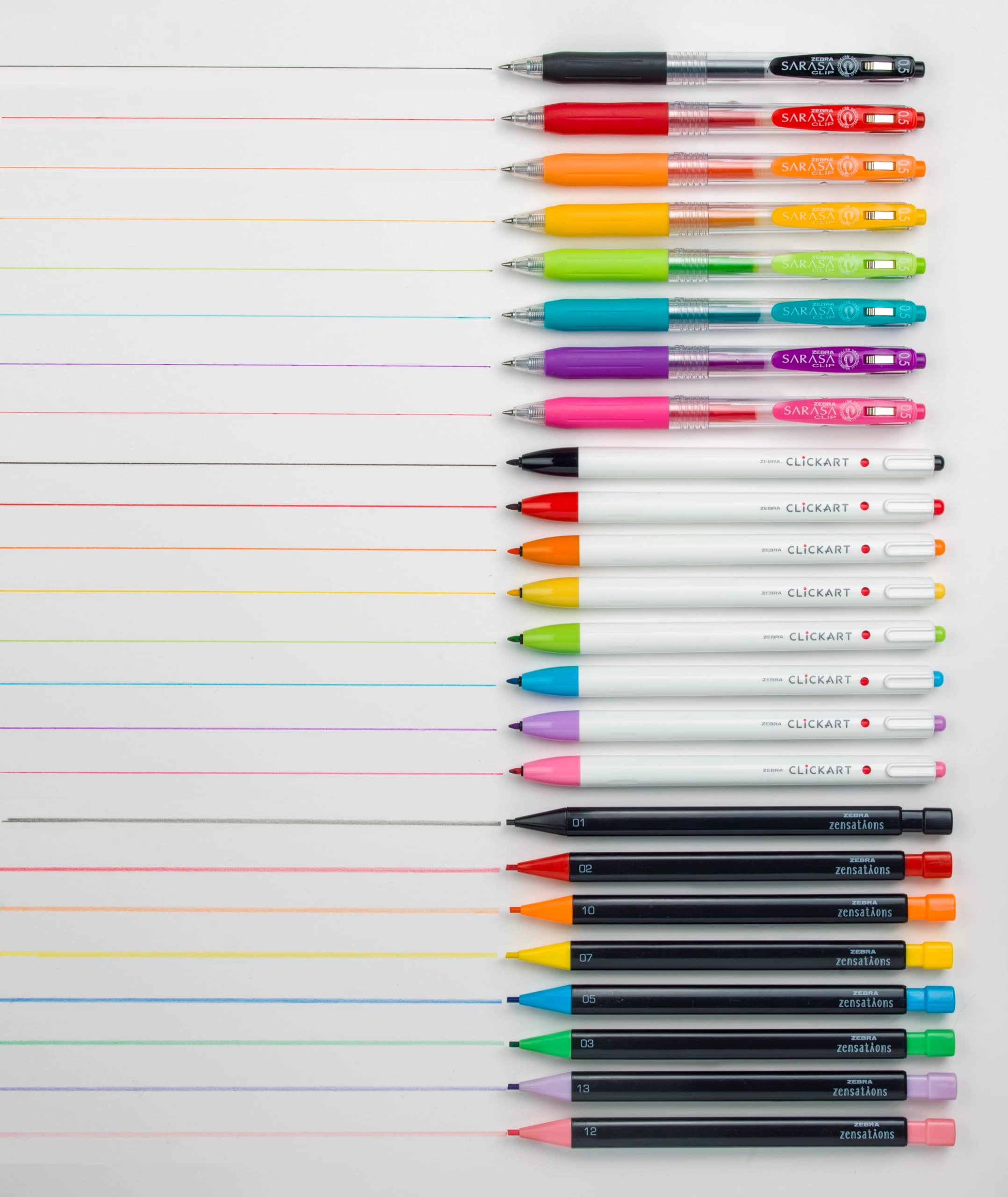 CLiCKART - 0.6mm + Colored Pencils - 2.0mm HB + Sarasa Clip - 0.5mm