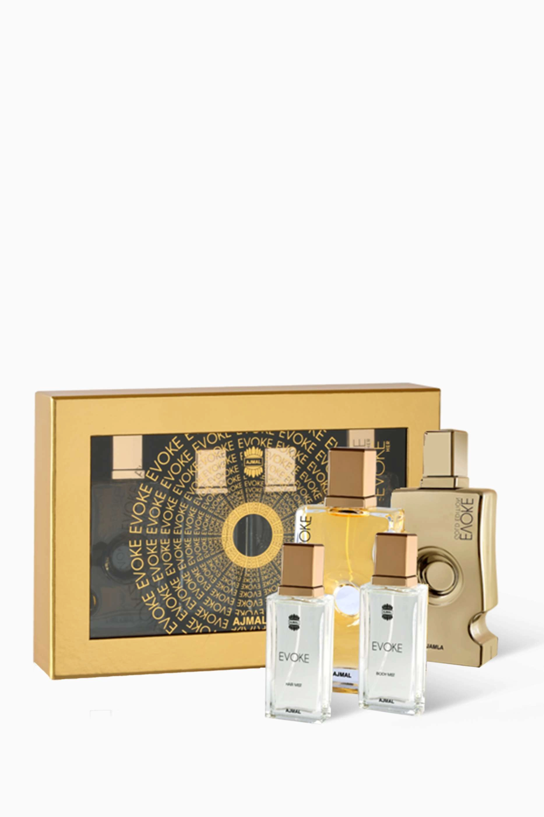 Ajmal Perfumes Evoke Eau de Parfum + Evoke Gold Eau de Parfum + Evoke Hair Mist + Evoke Body Mist