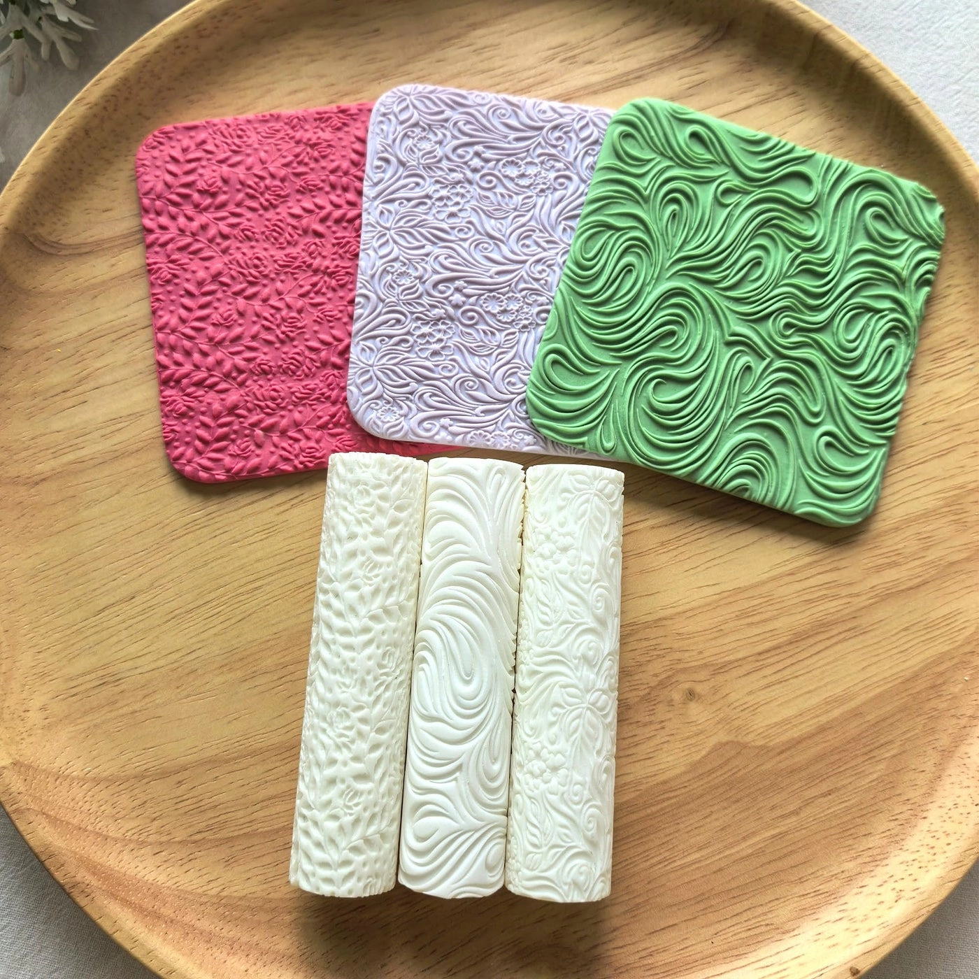 MLLNFUE Polymer Clay Texture Roller + Polymer Clay Cutters - 3Pcs