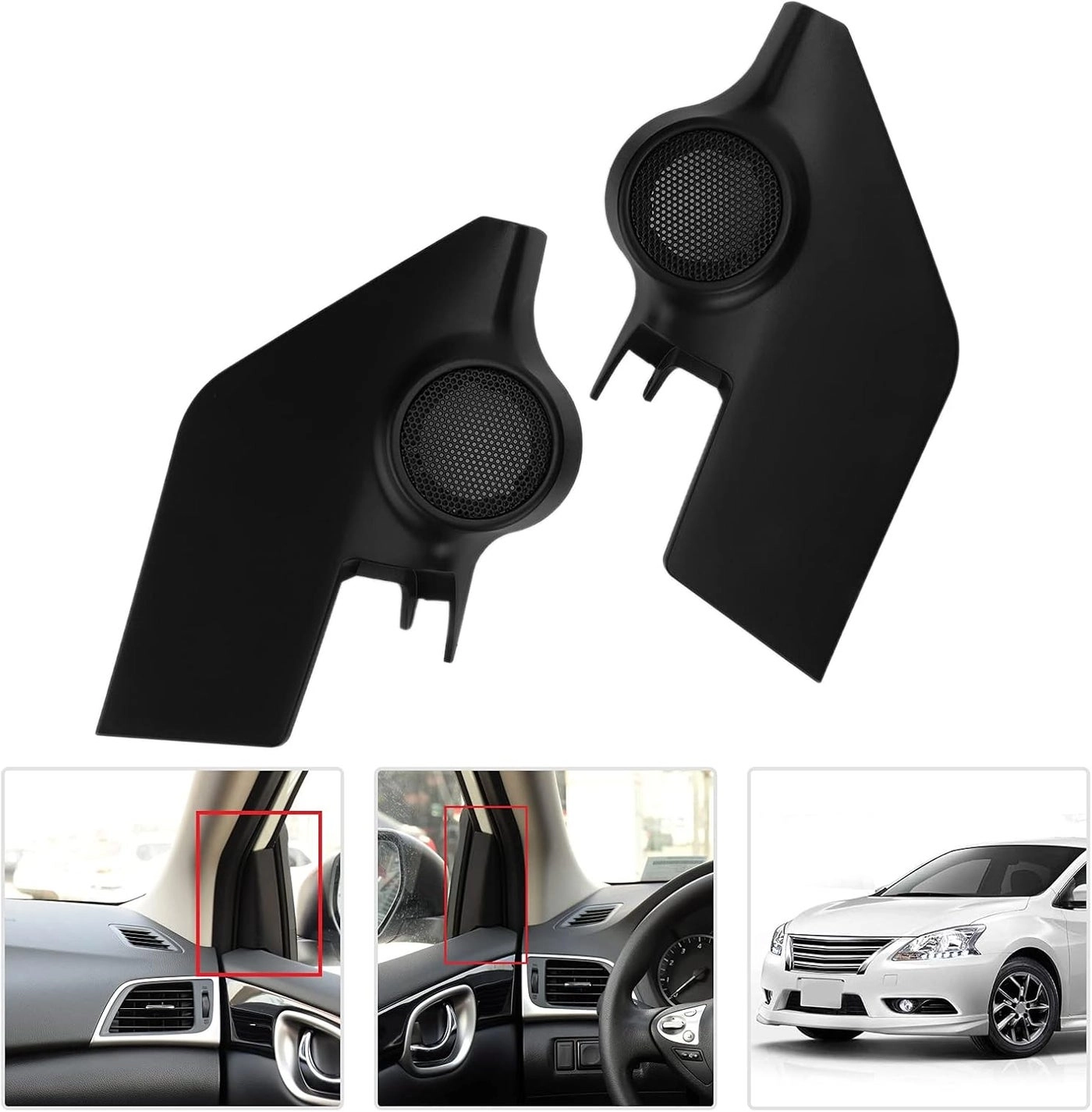 Tweeter Speaker Cover - 2pcs Black Dustproof Replacement for 2012-2018