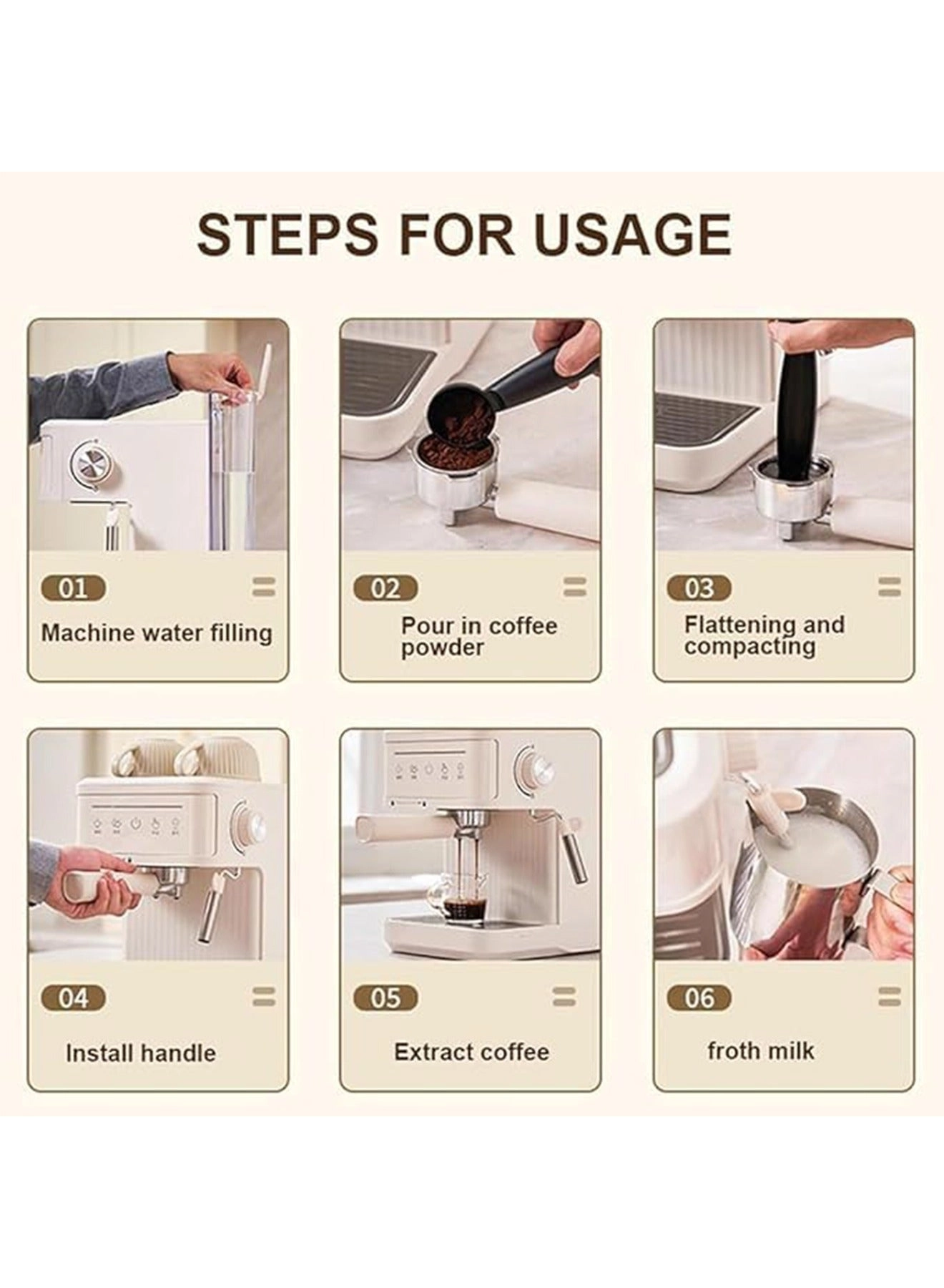 Automatic Coffee Machine - 20 Bar 3 Level Adjustable Steam