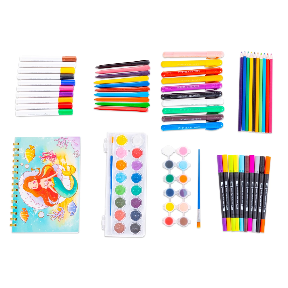 Art Supplies Carrying Case - 82 Pcs colored pencils crayons watercolors markers