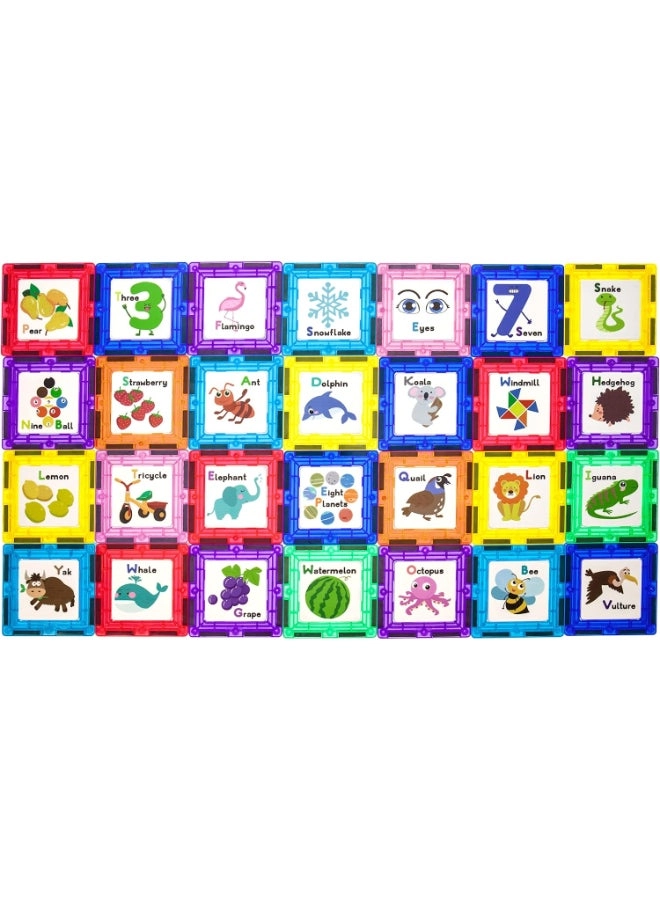 PicassoTiles Magnetic Tiles Fundamental & Cognition Set - 56pcs