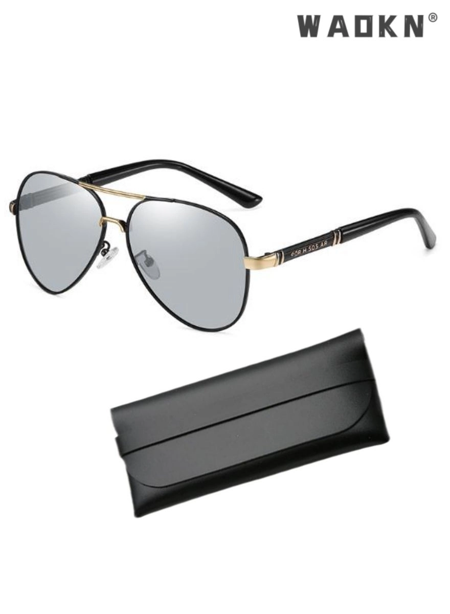 WAOKN Aviator Polarized Sunglasses - 62 mm Black Gray