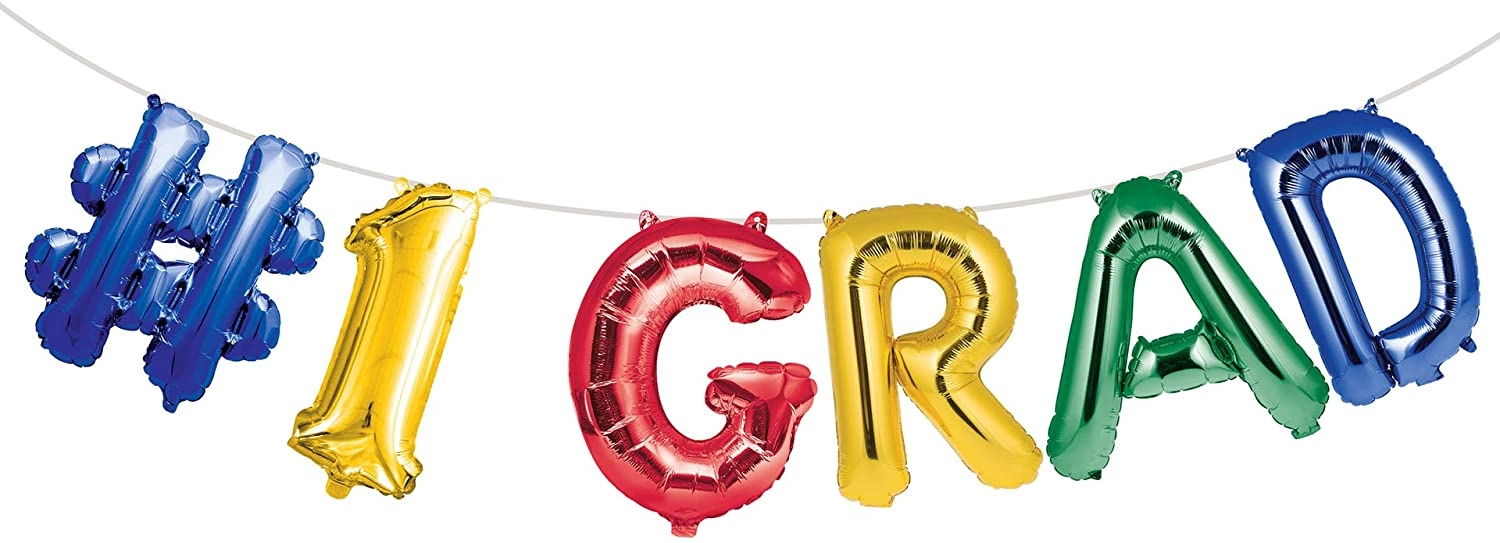 CREATIVE CONVERTING #1 Grad Balloon Banner - 6-Pieces Graduation