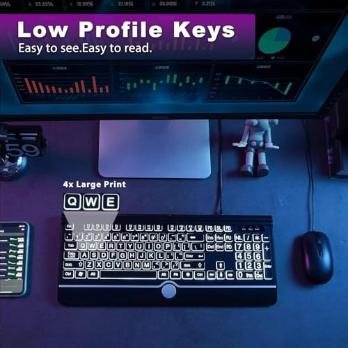 Large Letter Backlit Keyboard - QWERTY Wired