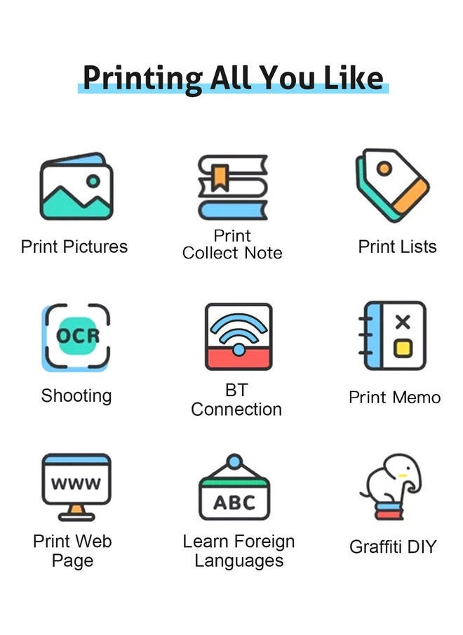 Multi-Functional Portable Instant Mini Printer - White/Blue