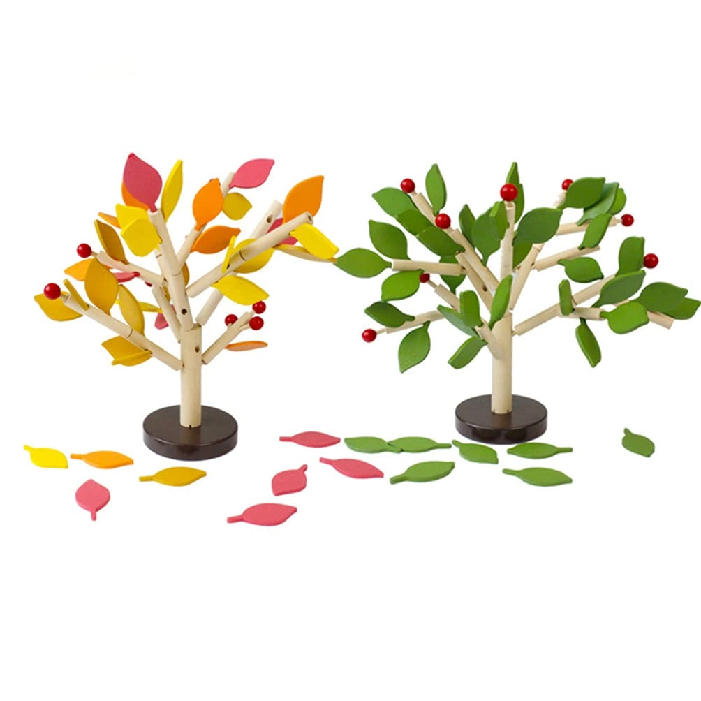 HFAOHO Wood Building Blocks Tree Leaves
