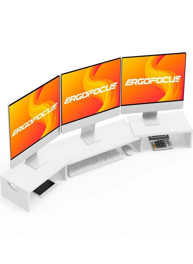 ErgoFocus Triple Monitor Stand - Extra Long 3 Monitors Length & Angle Adjustable