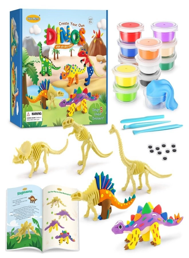 Drama Planet Dinosaur Air Dry Clay Kit - 5 Models 12 Colors