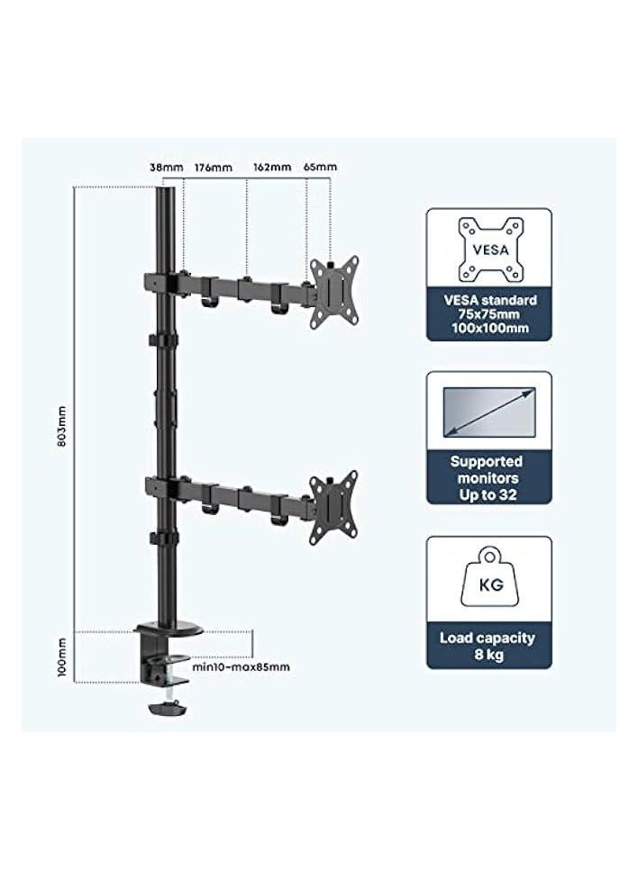 Dual Monitor Stand - 32 inch 75mm x 75mm 100mm x 100mm